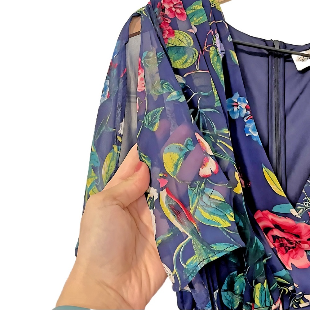 NWT Eliza J Women's High Low Floral Dress with Flutter Sleeves- size 8 - Picture 5 of 9